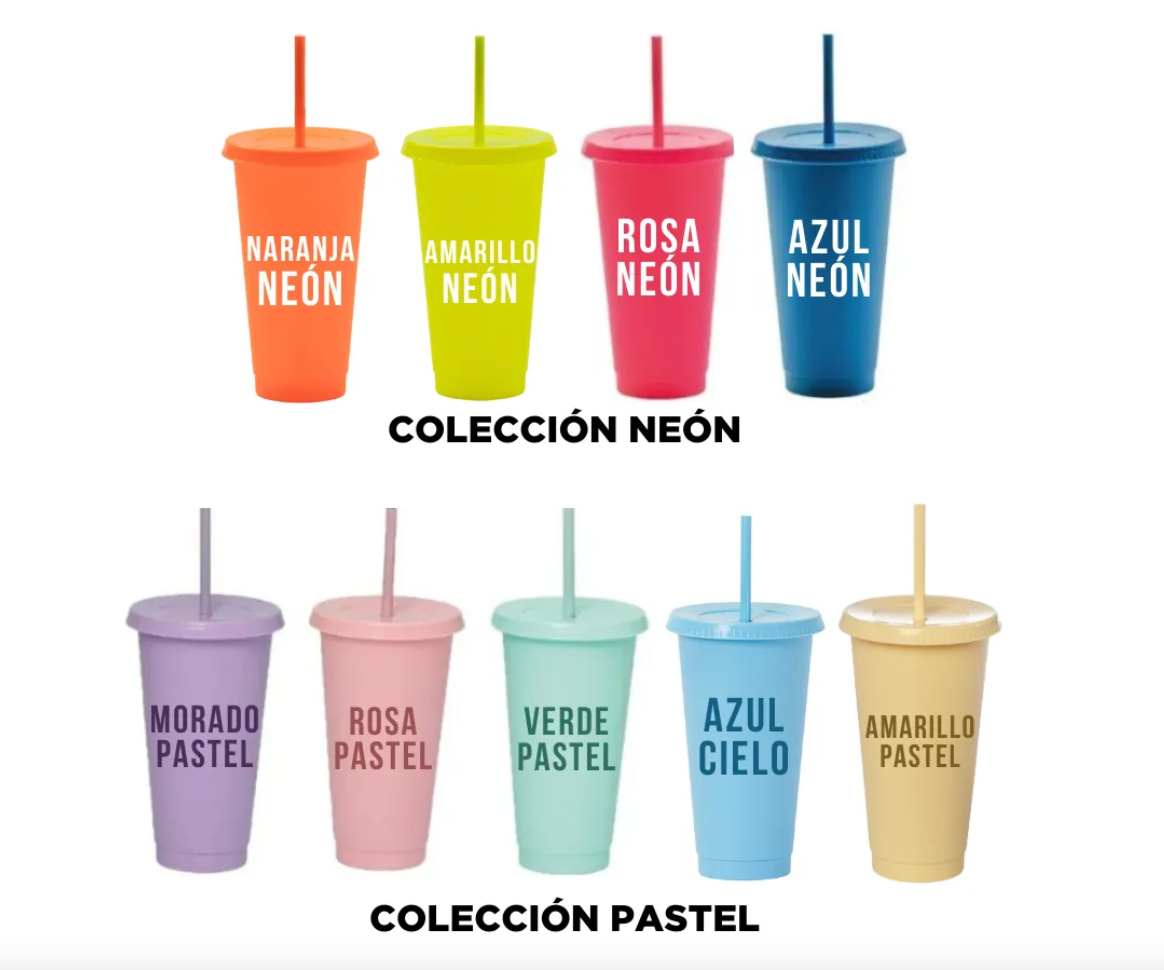 Vasos de invitados 24oz popote + vasos de los novios para 100 invitados