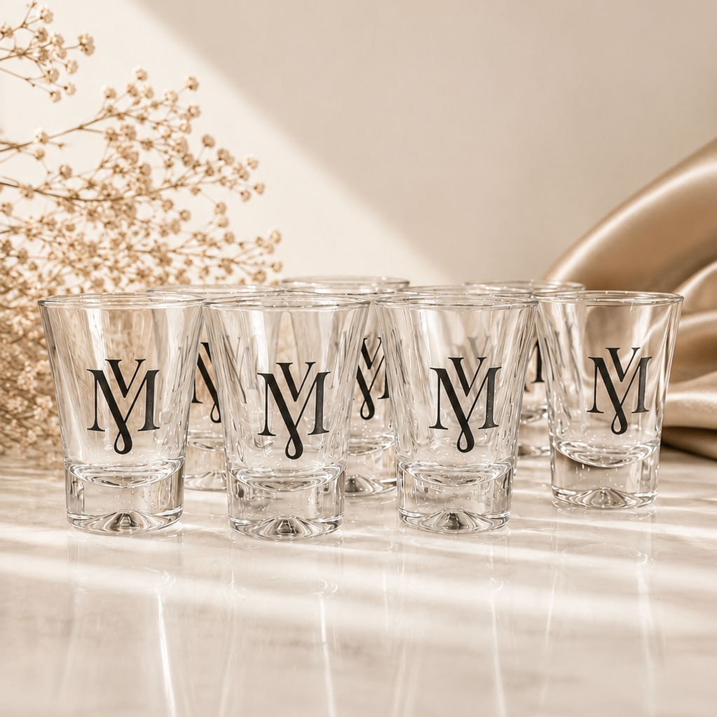 Vasos Caballito Personalizados para Boda | Recuerdo Elegante para Invitados