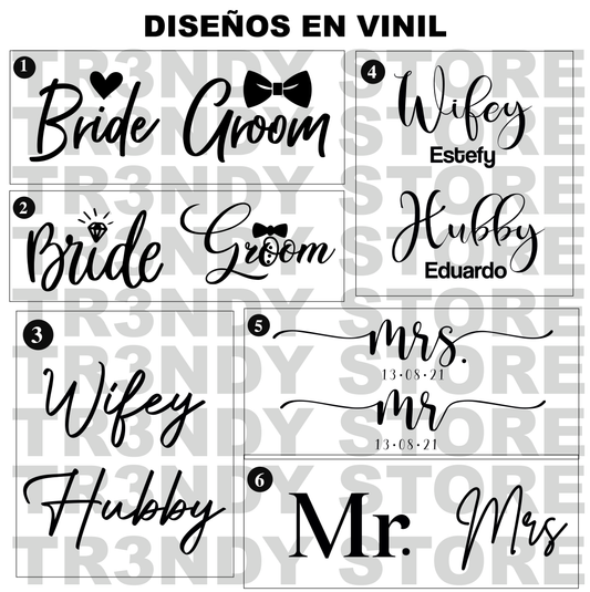Vasos 20oz Acero Inoxidable para Novios personalizado en vinil