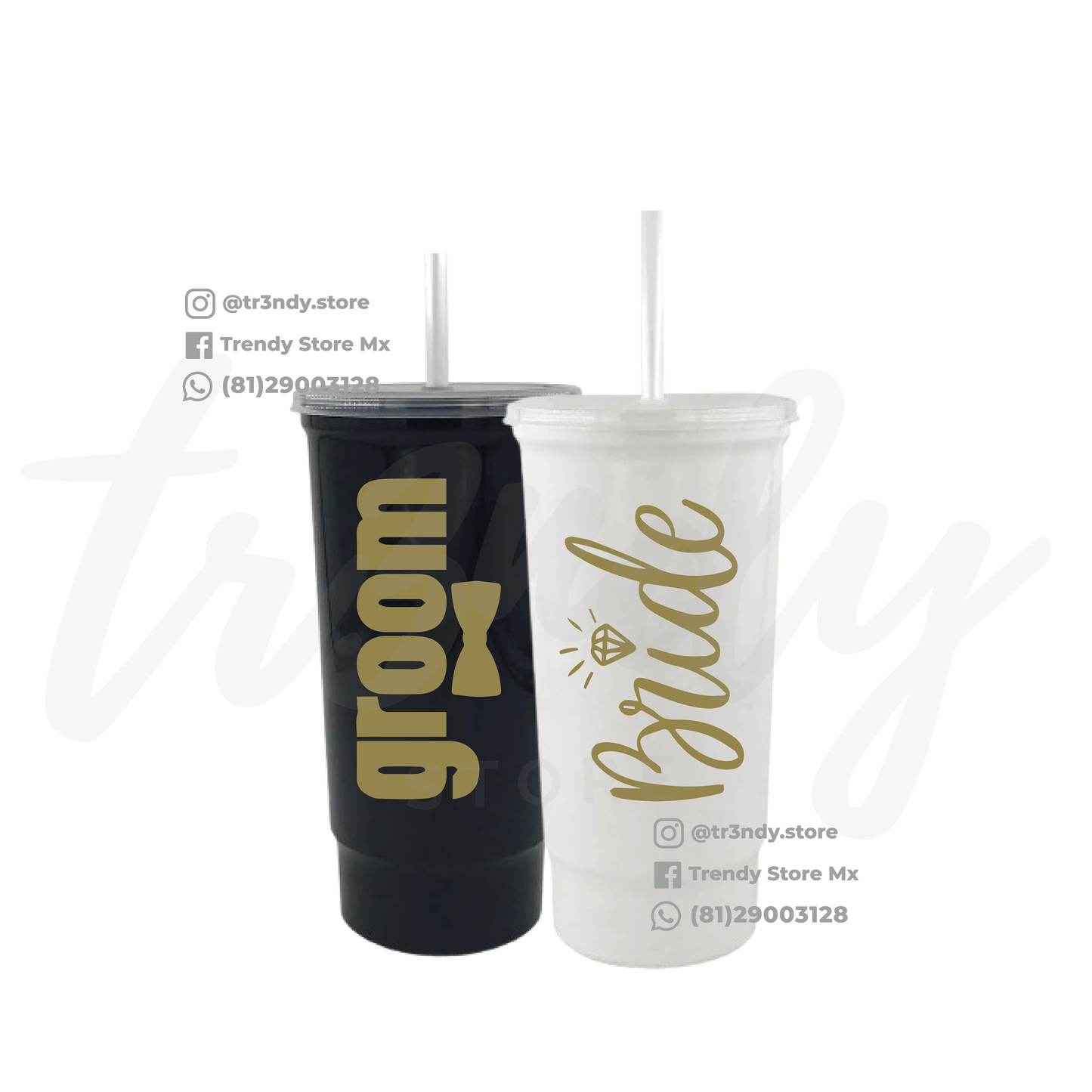 Vasos de novios Bachelord 32oz personalizado en vinil