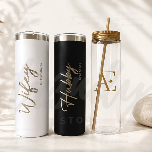 Paquete Integral para Boda | 100 Invitados · Vaso Skinny Pet 20 oz + Sandalias