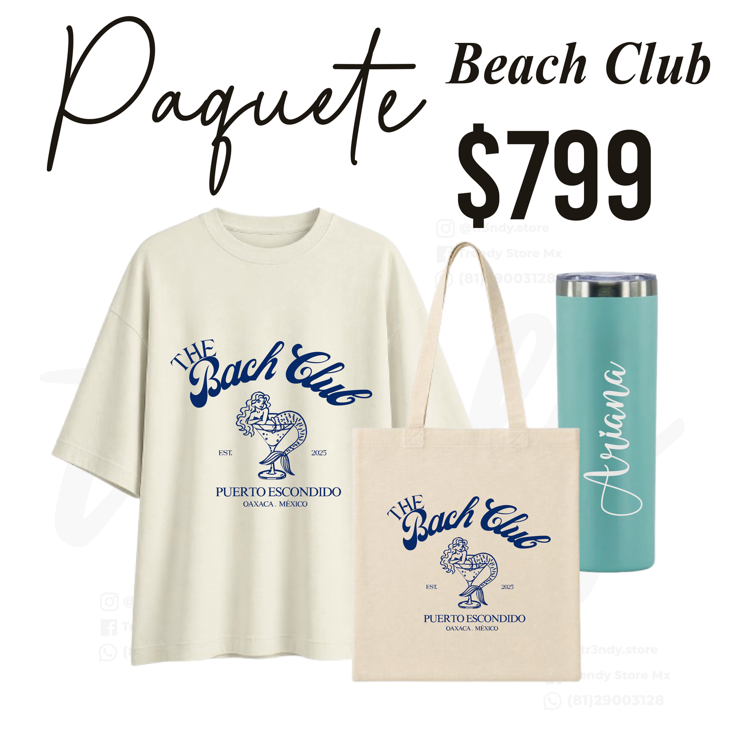 Kit Despedida de Soltera Playa “Beach Club” | Playeras, Bolsas y Termos Personalizados para Bride Squad