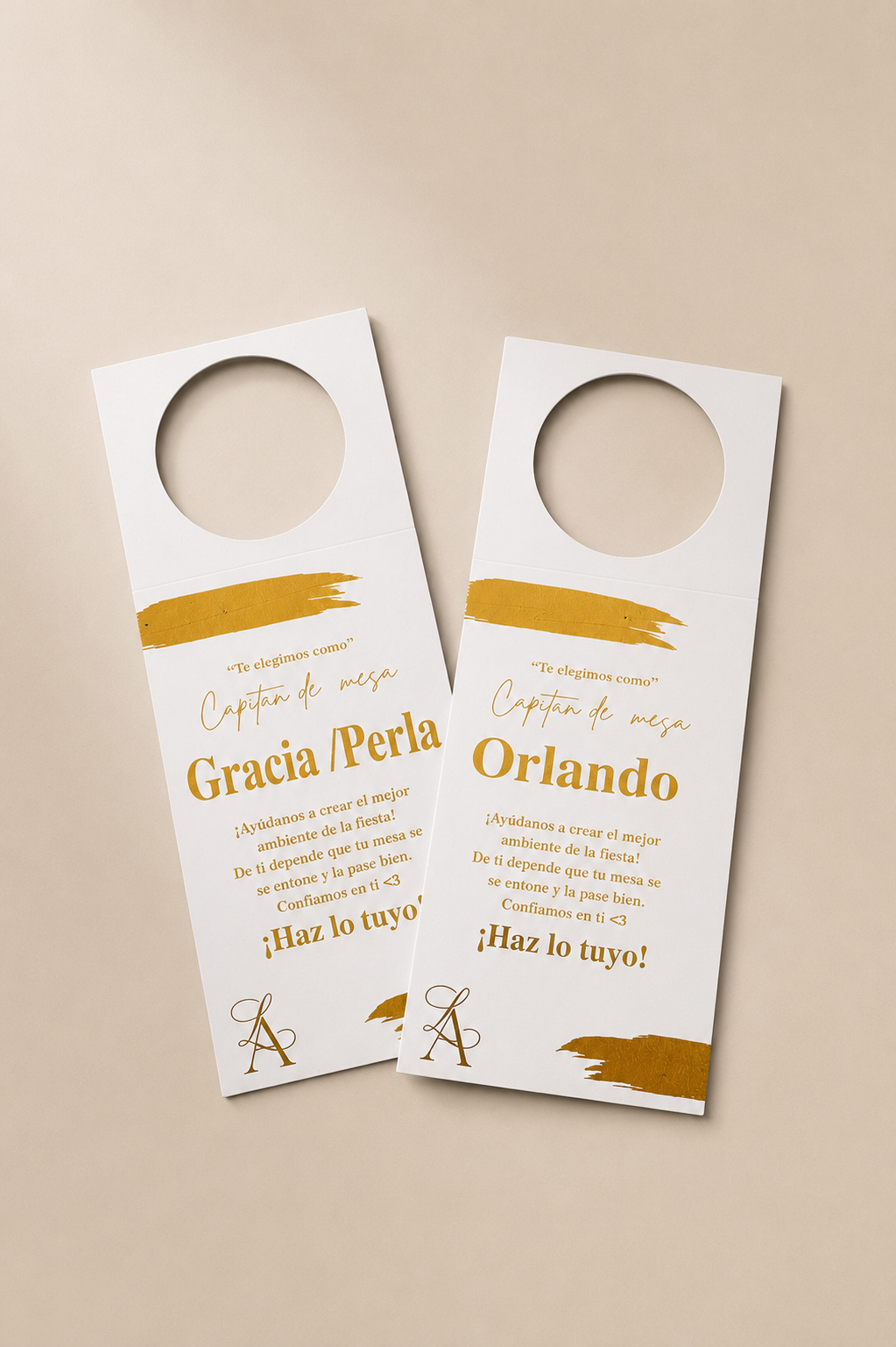Etiqueta para Capitán de Mesa Personalizada con Acabado Foil