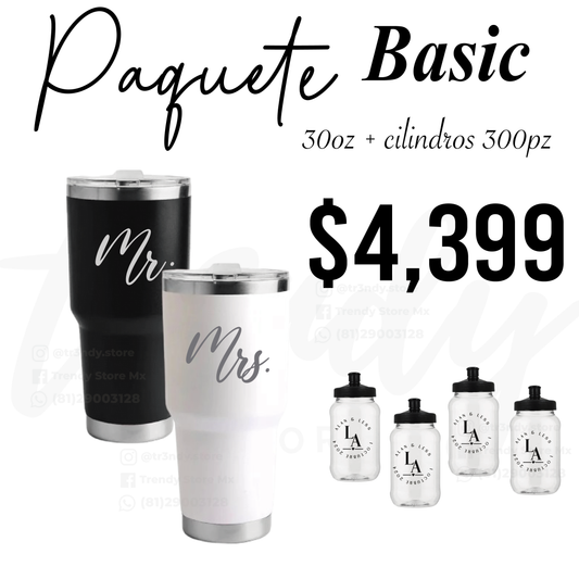 Paquete de boda 300 invitados + 2 termos de novios 30oz  acero