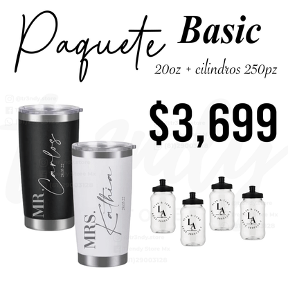 Paquete de boda  250 invitados + vasos de novios 20oz