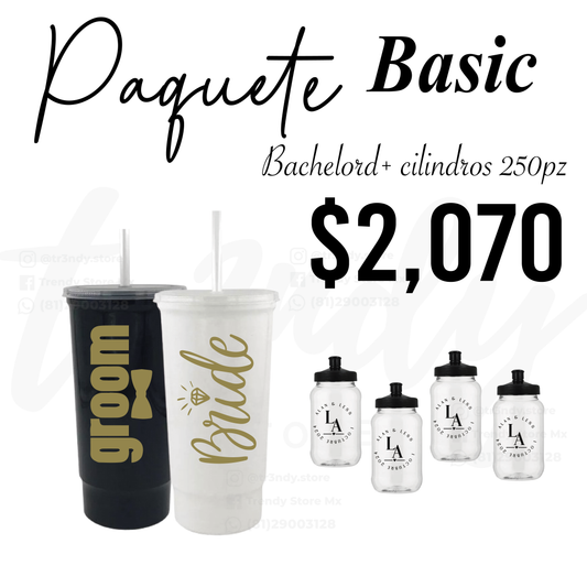Paquete de boda 250 invitados + vasos de novios Bachelord