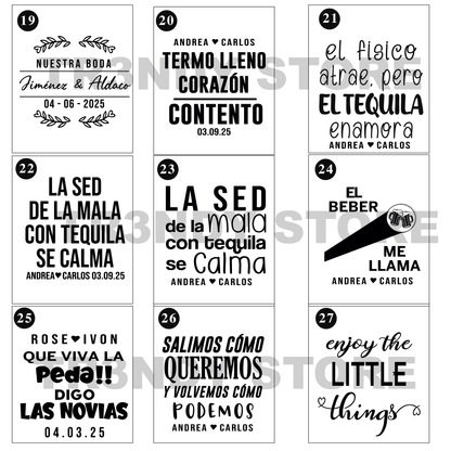 Paquete de boda  120 invitados + vasos de novios Bachelord