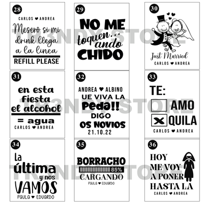 Paquete de boda  120 invitados + vasos de novios Bachelord
