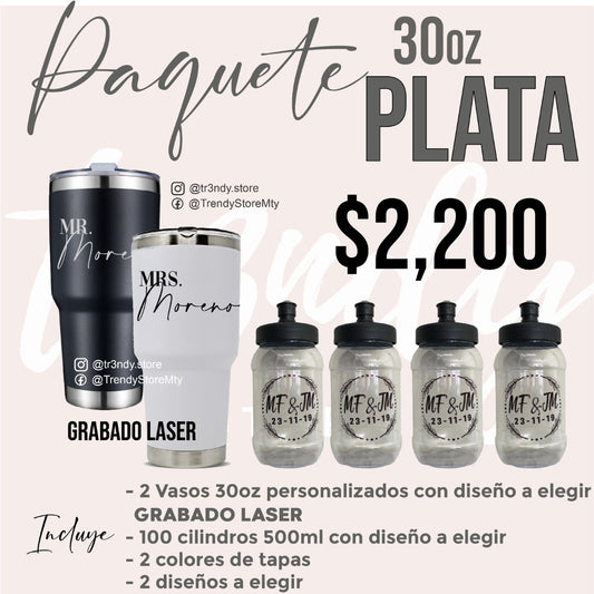 Paquete de boda Fiesta Plus 100 invitados + vasos de novios 30oz acero