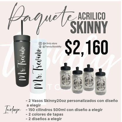 Paquete de boda Basic skinny acrilico 150 invitados