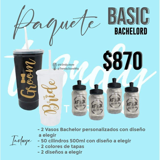 Paquete de boda Basic 50 cilindros + 2 termos bachelord  de novios