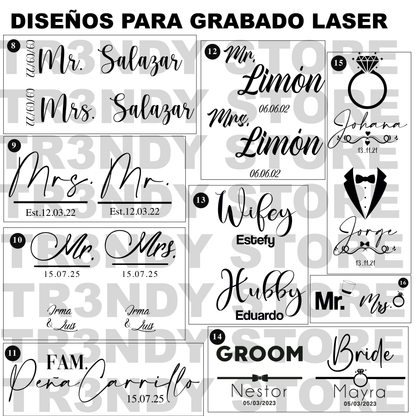 Paquete de boda  50 invitados + vasos  de novios skinny 20oz acero inoxidable