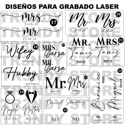 Paquete de boda  50 invitados + vasos  de novios skinny 20oz acero inoxidable