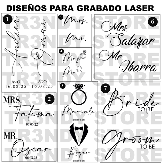 Vasos 20oz  Acero Inoxidable para Novios grabados en láser