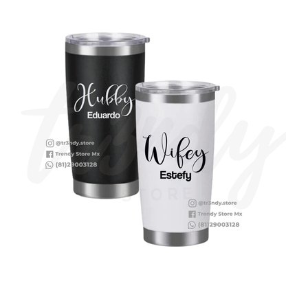 Vasos 20oz  Acero Inoxidable para Novios  personalizado en vinil
