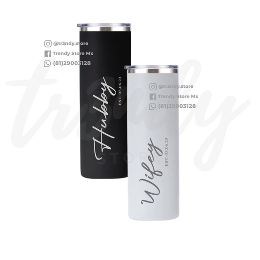 Vasos Skinny 20oz  Acero Inoxidable para Novios grabado en láser