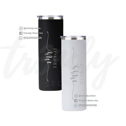 Vasos Skinny 20oz  Acero Inoxidable para Novios  personalizado en vinil
