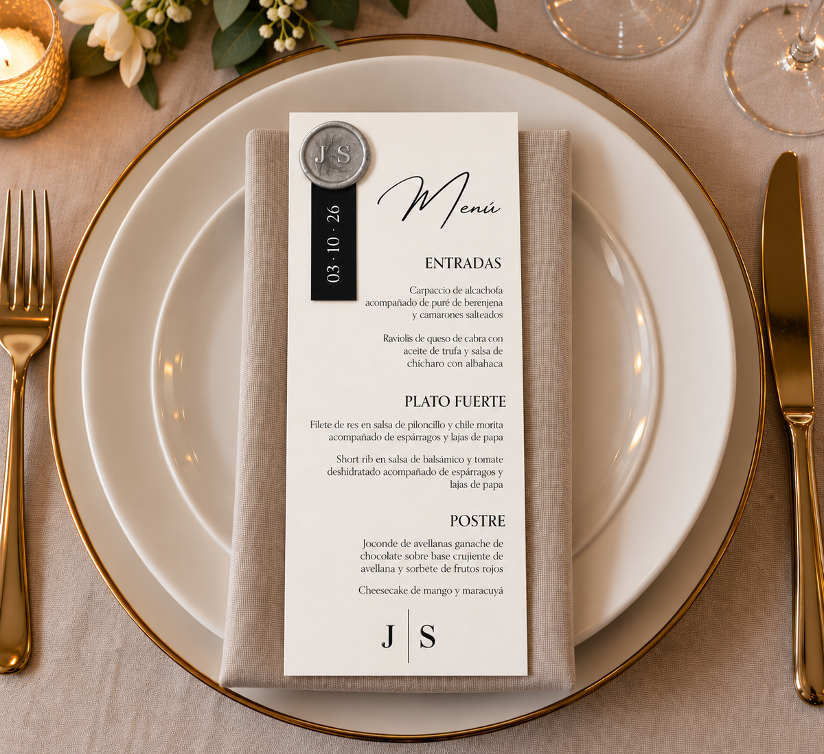 Menú de Boda Personalizado · Sello de Lacre