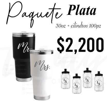 Paquete de boda  100 invitados + vasos de novios 30oz acero con grabado laser