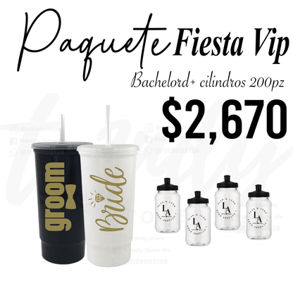 Paquete de boda 200 invitados + vasos de novios Bachelord