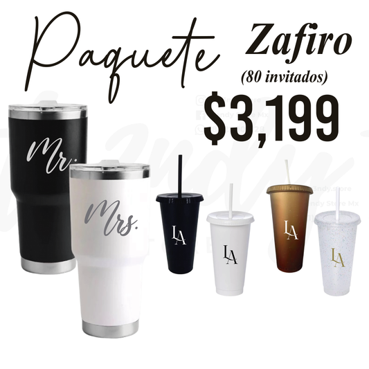 Paquete de Boda 80 Invitados | Vasos 24oz con Popote + Termos de Novios 30oz Acero