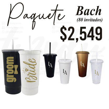 Paquete de Vasos para Boda | 80 Liberty 24oz + 2 Bachelord 32oz