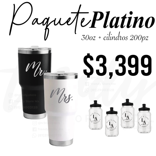 Paquete de boda 200 invitados + 2 termos de novios 30oz  acero 