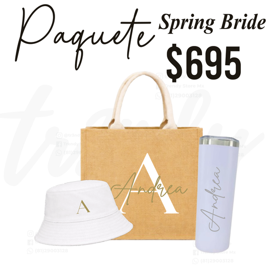 Kit de Novia para despedida de Soltera Personalizado | Bachelorette Set (Bolsa + Termo + Sombrero)