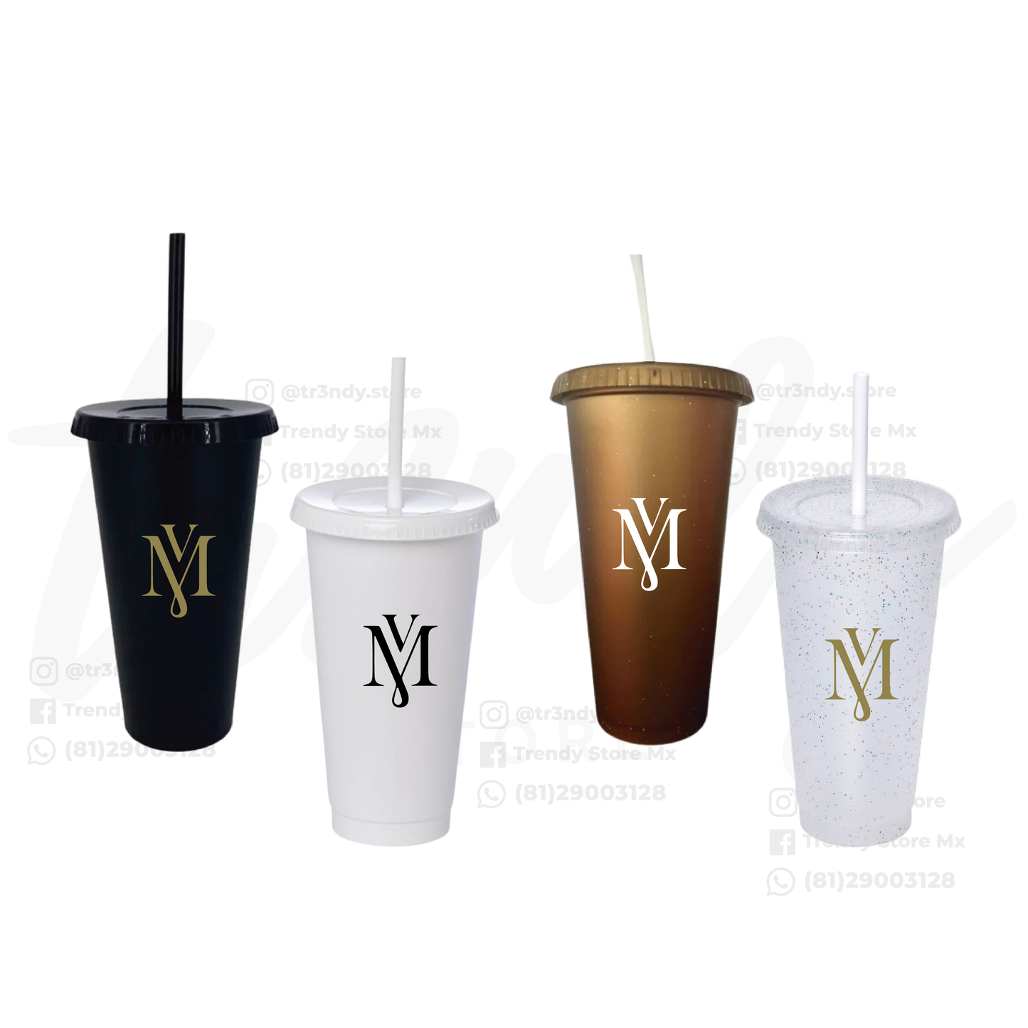 Vaso Personalizado para Boda 24 oz con Popote