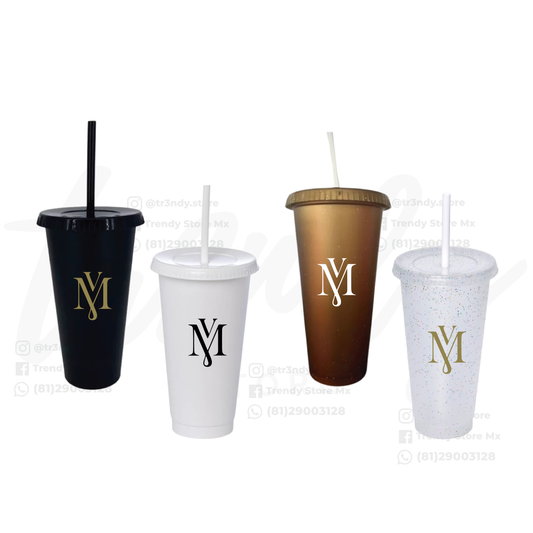 Vaso Personalizado para Boda 24 oz con Popote
