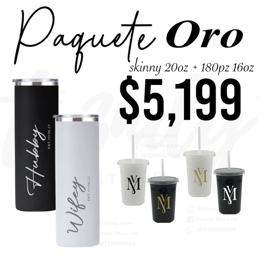 Paquete de boda 180 invitados + vasos de novios Skinny 20oz acero inoxidable
