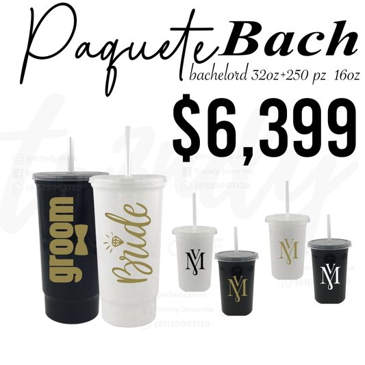 Paquete de boda 250 invitados + vasos de novios Bachelord