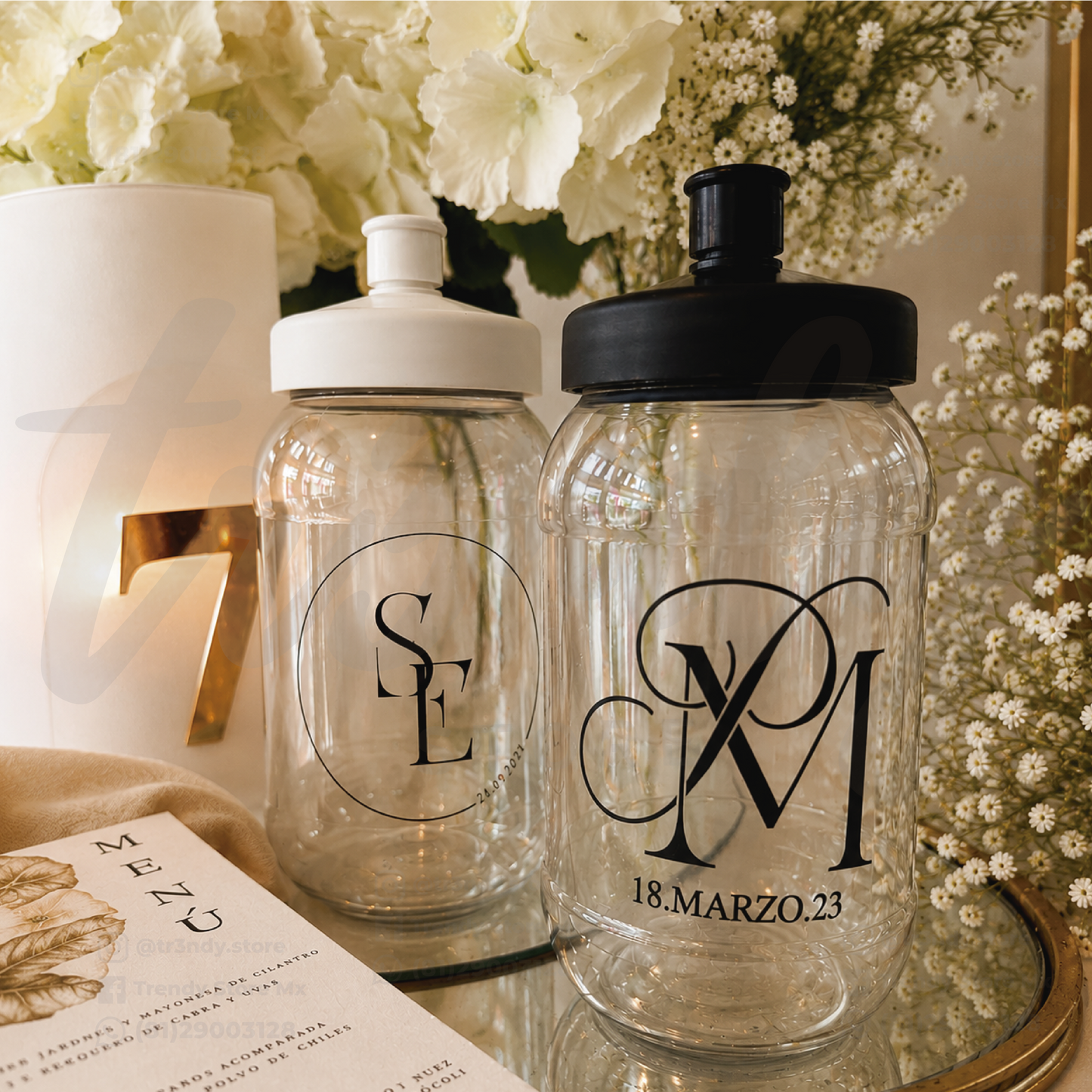 Paquete de boda skinny acrilico 50 invitados + vasos de novios 20oz acrilico