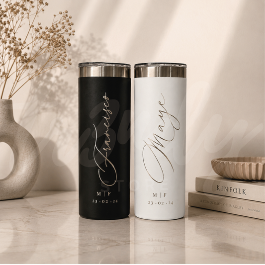 Termos para Novios Skinny 20oz Personalizados | Grabado Láser